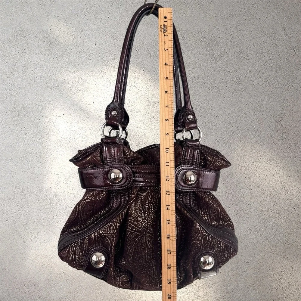 Vintage Y2K Kathy Van Zeeland Hobo Shoulder Bag Purse in Brown Metallic
